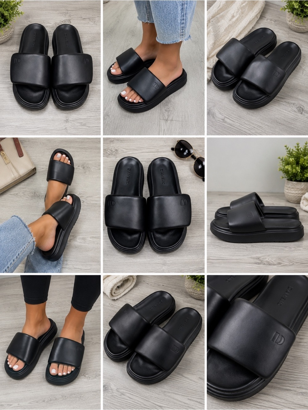 D’Amelio Black Platform Slide Sandals | Chunky Comfort Slides Size 11.5 Women’s